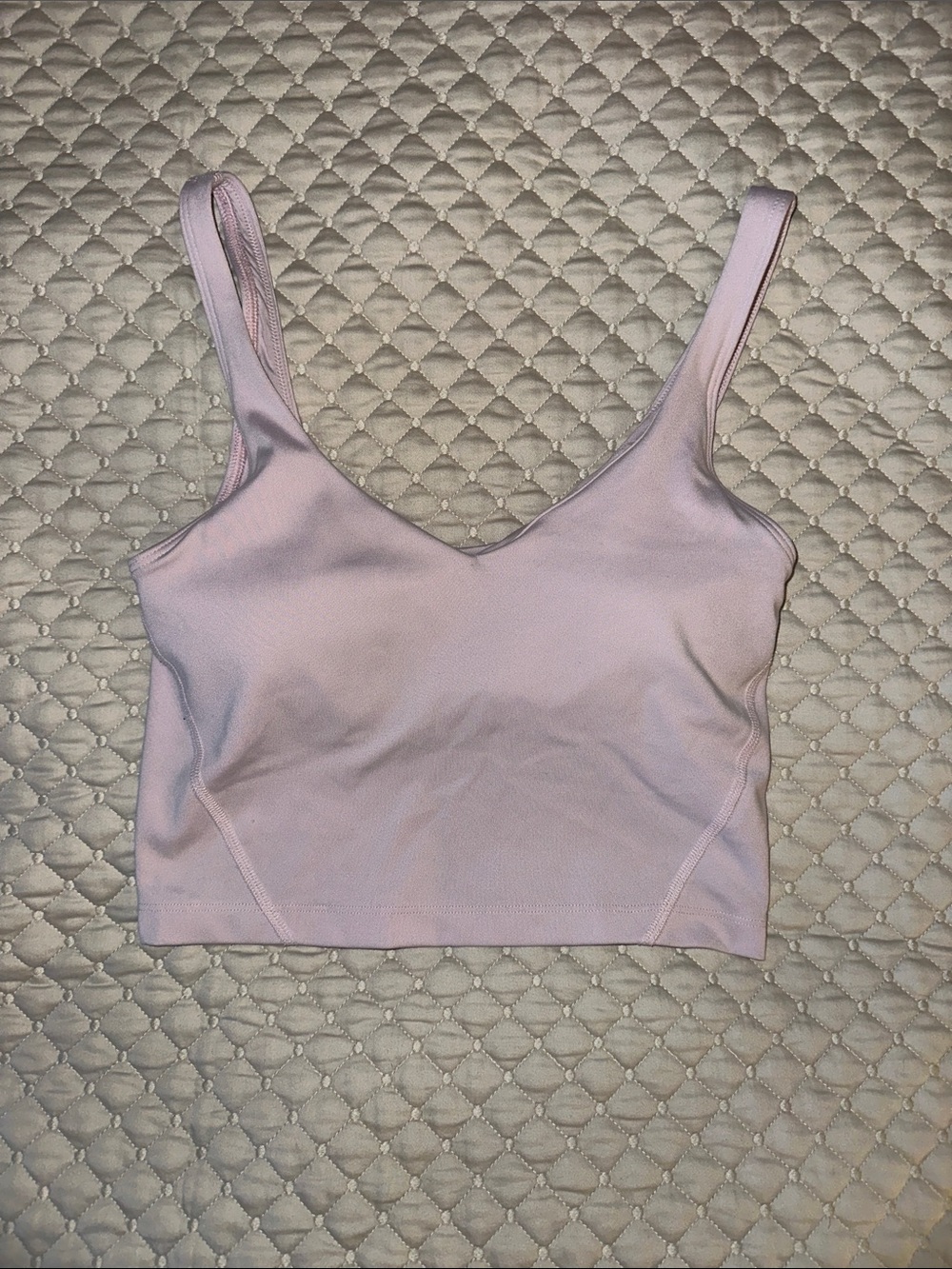 Women’s Light Pink Seamless V-Neck Active Top with built in bra